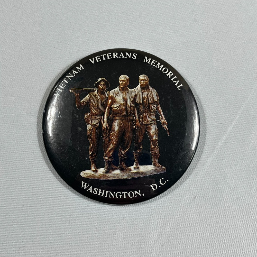 Vietnam Veterans Memorial Pin Three Servicemen Statue Washington DC Button 3"